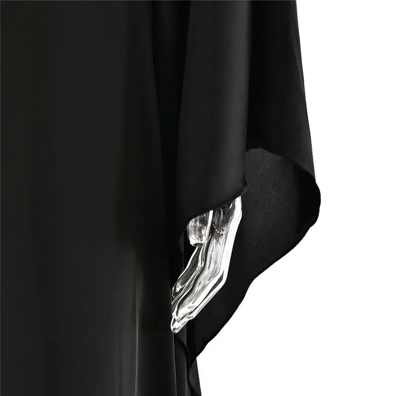 Women Satin Cloak Long Sleeve Loose Kaftan Fashion O Neck Long Dress