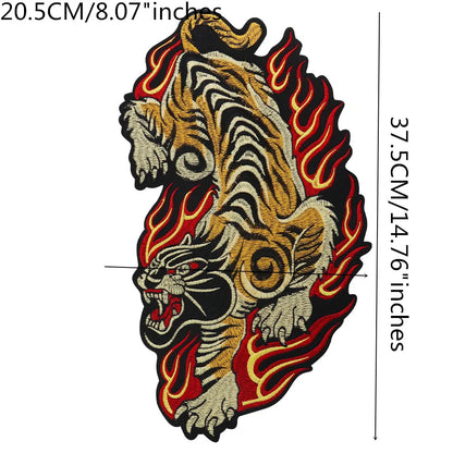 Golden Torch Leopard Embroidery Patch Appliques Iron on Patches Badge Clothes Sewing