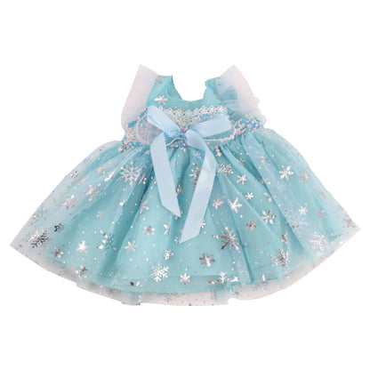 22 Inch Reborn Doll Blue Snow Flower Bowknot Cute Mini Skirt Dress For 55cm Toys Clothesd