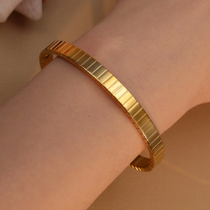 Vintage 18K Plated Stainless Steel Crystal Women's Fashion Bangles Bracelet