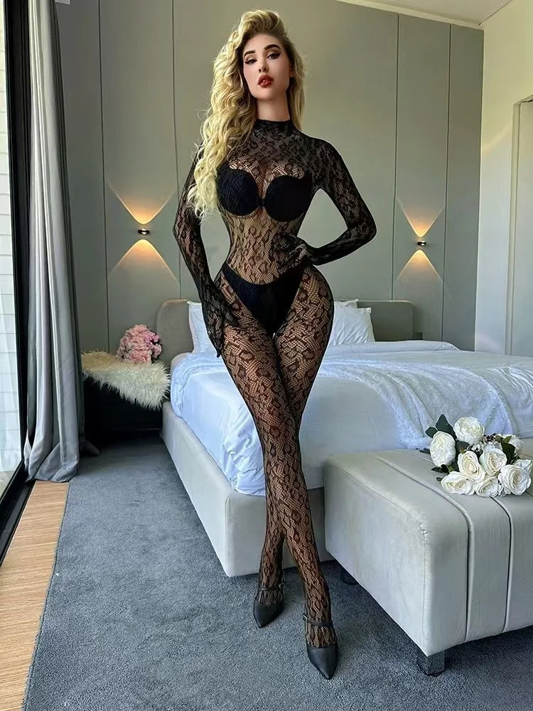 Sexy Women Bodysuit Lace Bodystocking Nightwear Open Bra Lingerie