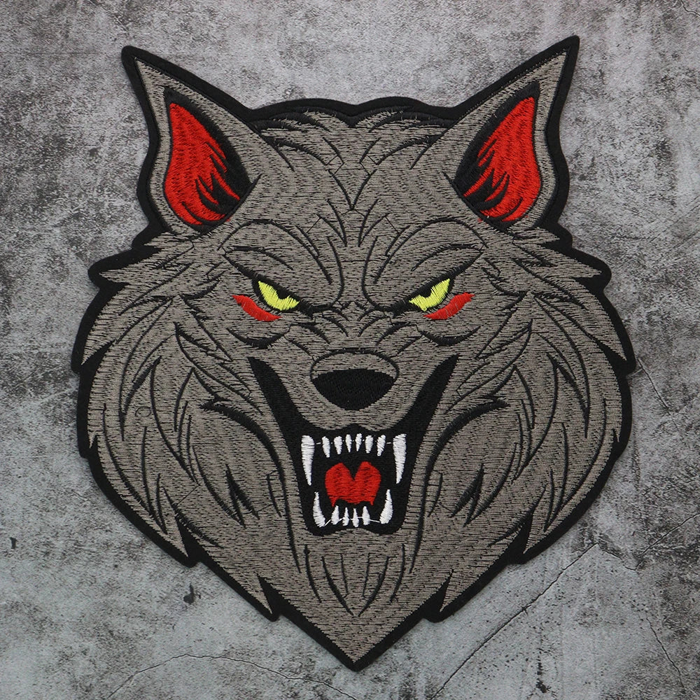 Large Size Biker Applique Fierce Tiger head Embroidery Patches Iron on for Clothes Animal Stickers Patch
