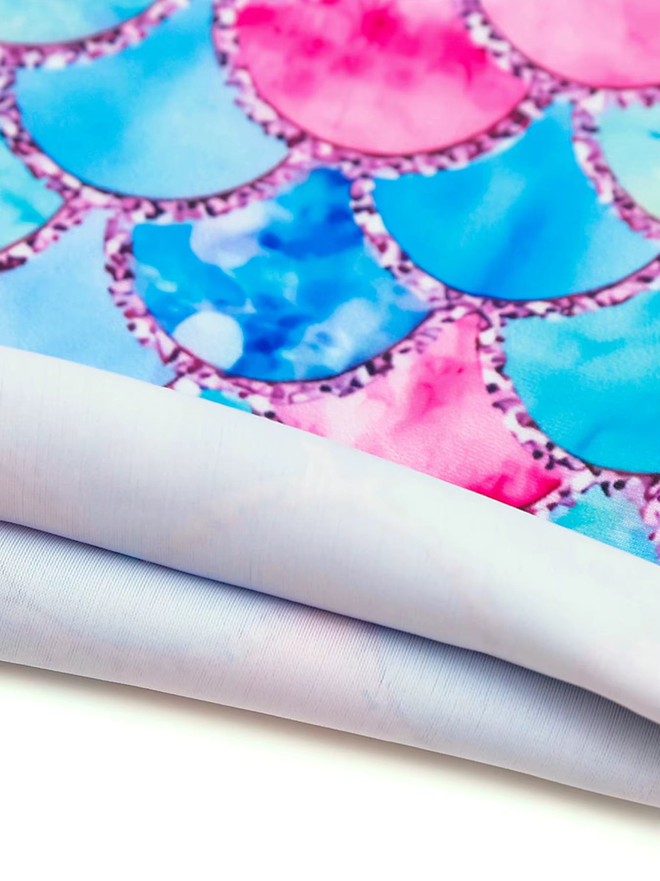 Girls Kids One-Piece Long Sleeve Sport 3D Scale Print Beach Boyleg Shorts Swimming Bathing Swimsuit Suit