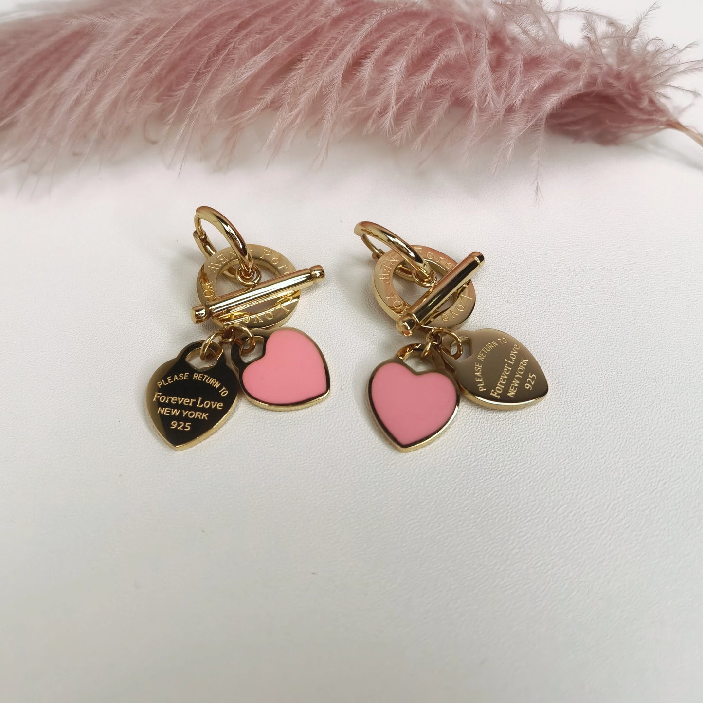 Women Fashion Stainless Steel Heart-Shaped Pendant Love Earrings