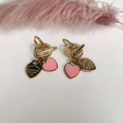 Women Fashion Stainless Steel Heart-Shaped Pendant Love Earrings