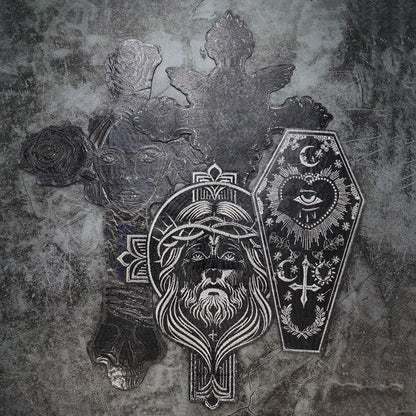 Big Cross Skull Gothic Punk Rock Iron on Patches Embroidered Crown Skull Patch Clothes Sewing Stickers