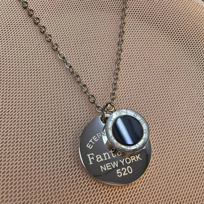 Classic Design Roman Numerals Round Plaque Pendant Titanium Steel Women's Necklace Jewelry Gifts