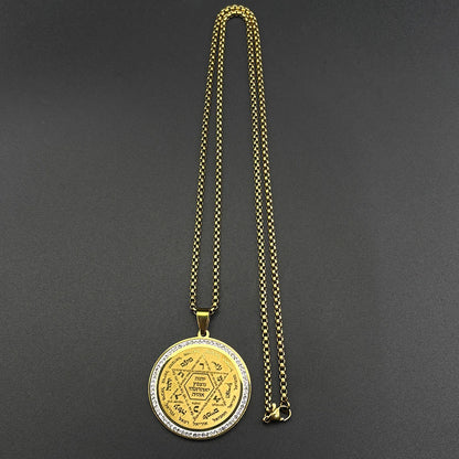 Women Men Stainless Steel Gold Silver Color Jewish Hebrew Kabbalah Star of David Rhinestones Pendant Necklace