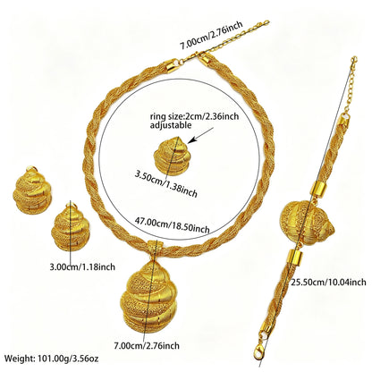 Dubai 24k Gold Color Women Ethiopian Indian Bridal Wedding Twisted Necklace Earrings Sets