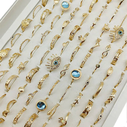 50pc/Lot Wholesales Women Gold Antique Silver Plate Enamel Opal Crystal Snake Rings