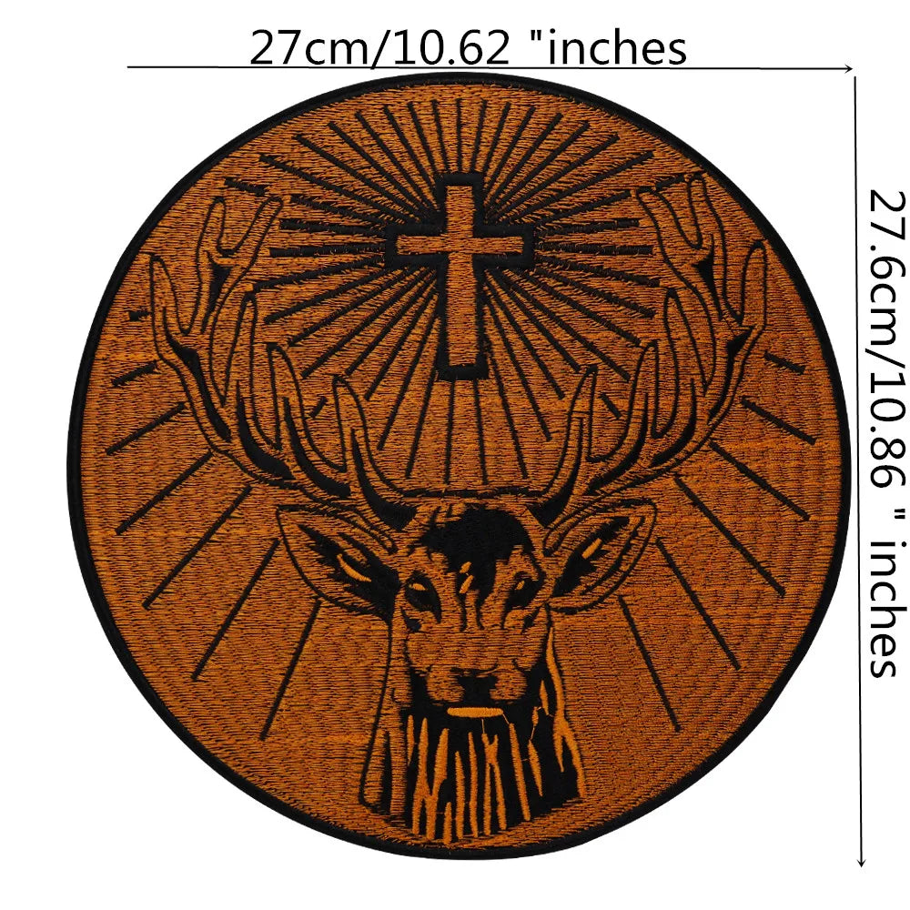 Embroidered Orange circle goat Animals patch Appliques Iron On Patches for Clothing Patches
