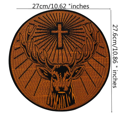 Embroidered Orange circle goat Animals patch Appliques Iron On Patches for Clothing Patches
