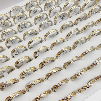 15pcs/Lot Wholesale Thin Stainless Steel Finger Double Colors Crystal Joint Rings