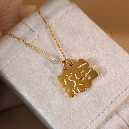 Small Elephant Double Pendant Designer Stainless Steel 18K Gold Plated Women's Necklace