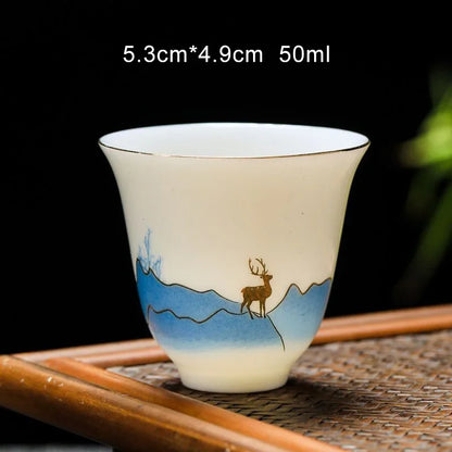 50ml/80ml White Porcelain Chinese Teahouse Master Ceramics Tea Bowl Kung Fu Sake Cup