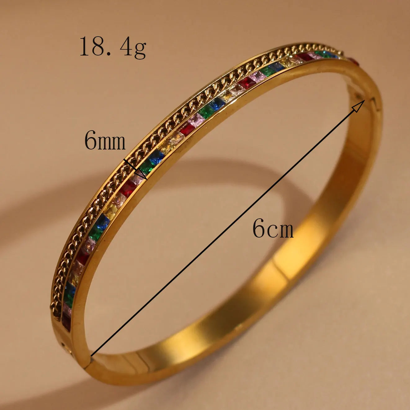 Fashion Plated 18k Zircon Stainless Steel Women's Bracelet Bangles