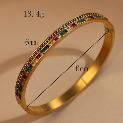 Fashion Plated 18k Zircon Stainless Steel Women's Bracelet Bangles