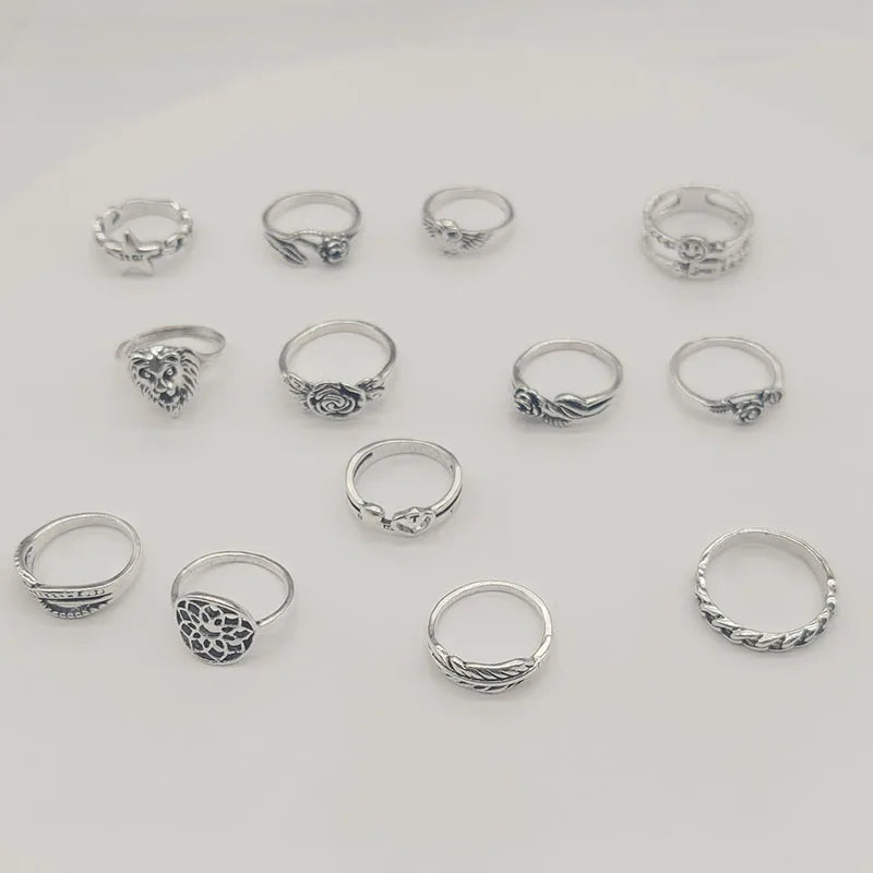 20pcs/Lot Wholesale Antique Vintage Design Finger Rings Set Mix Styles