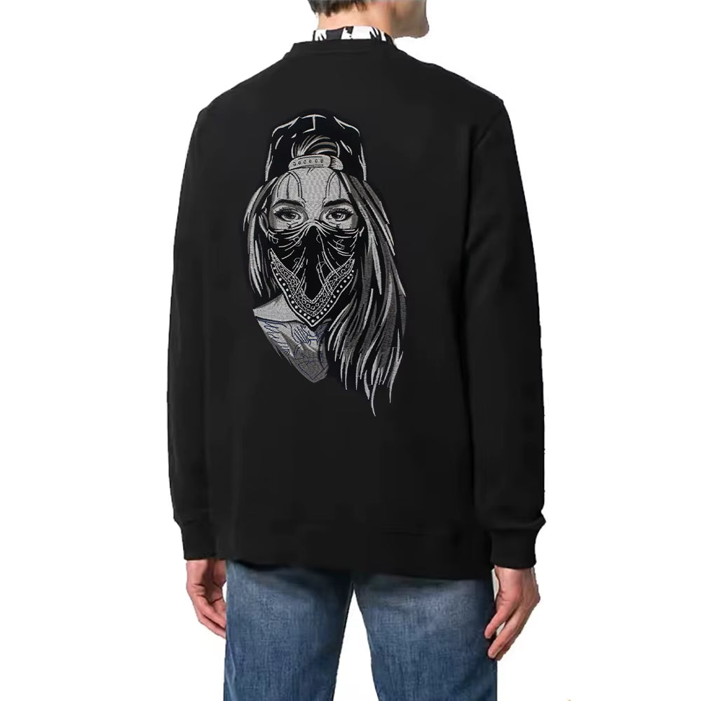 Veiled Girl Patch Large-Size Biker Stickers Embroidered Patch Appliques Iron on Patches Badge Clothes Sewing