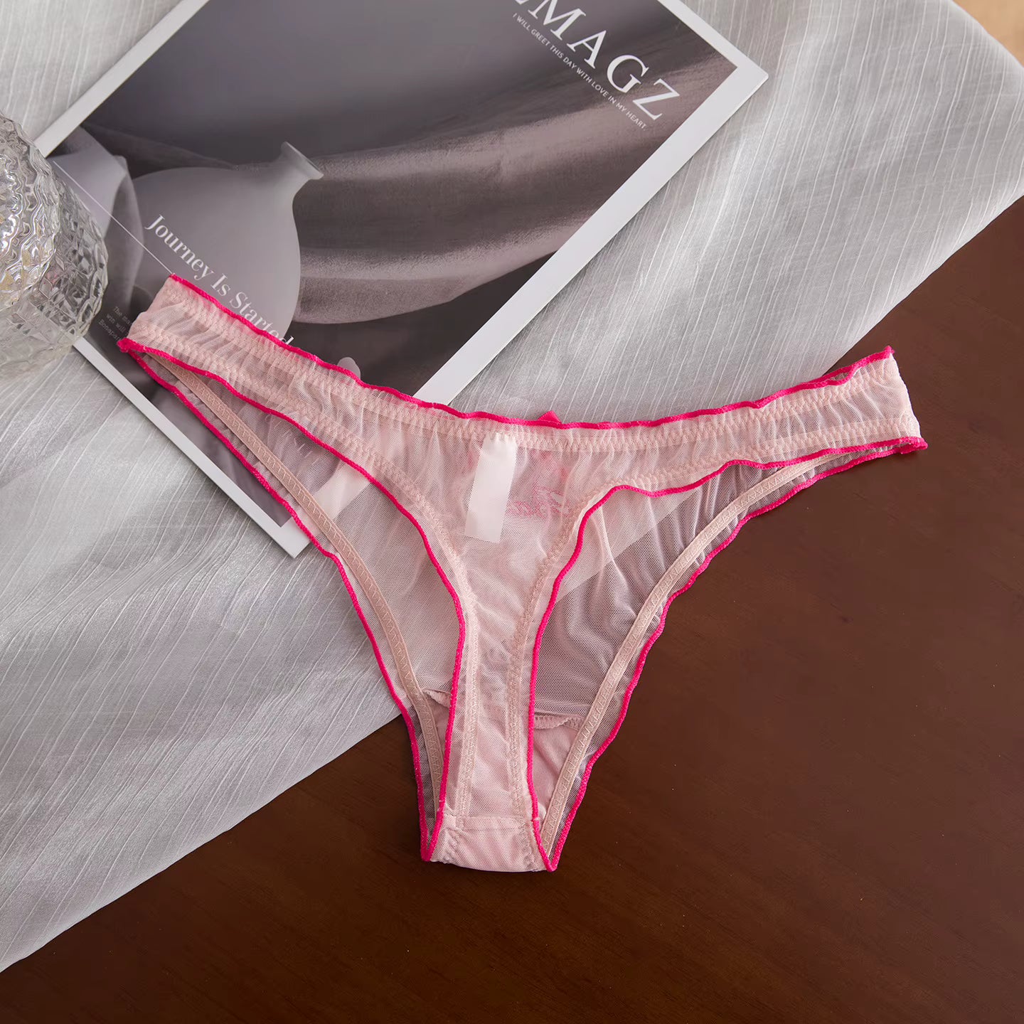 Women Lace G-String Thin Mesh Hollow Out Underwear Transparent Low Waist Panties Briefs Thong