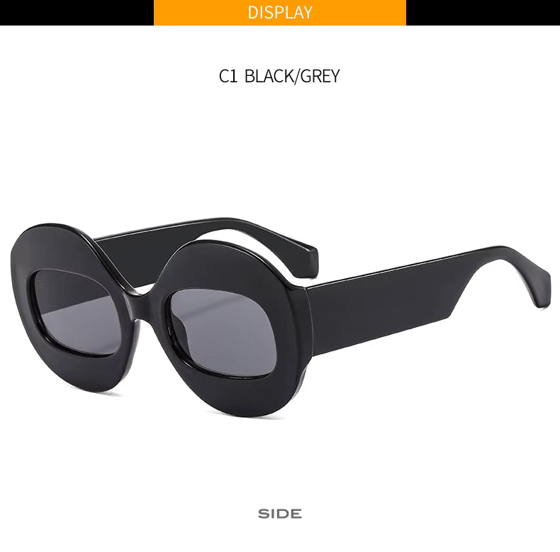 Men Women Retro Oval Clear Gradient Lens Shades UV400 Fashion Round Glasses Sunglasses