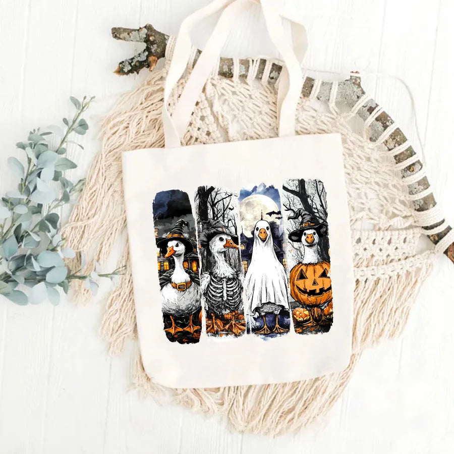 Halloween Ghost Goose Autumn DIY Iron-On Heat Transfer Sticker Decal T-shirts Sweatshirts Pillowcase Bag Clothes Decor