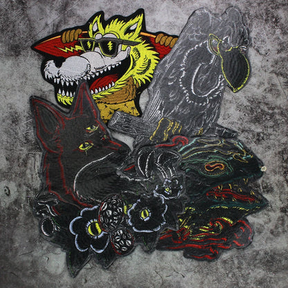 Embroidery Toad Crow Foxes Dog Animal Patch Appliques Iron on Patches Badge Clothes Sewing