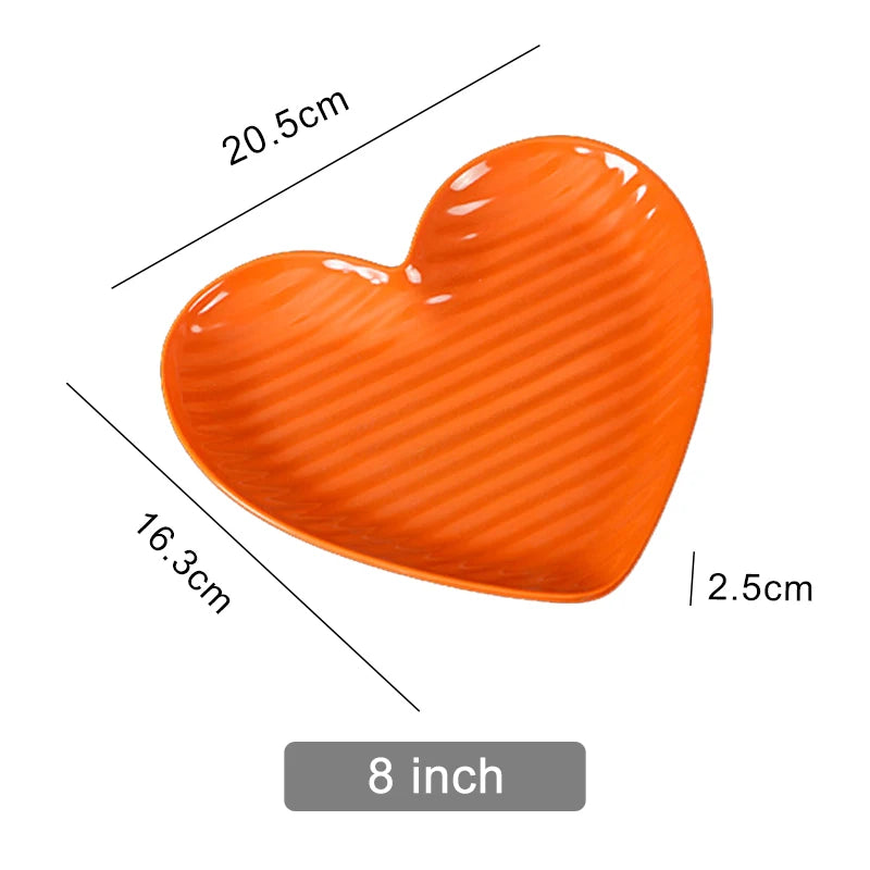 Nordic Creative Heart Shape Dipping Porcelain Salad Dessert Plate Tableware Snack Bowls Dish