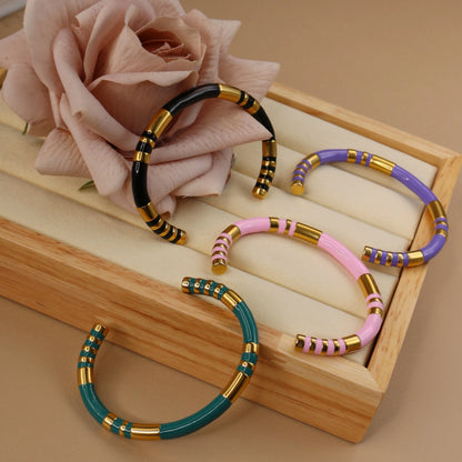 Waterproof High-end Enamel Open Retro Fashion Delicate Bangle Bracelet