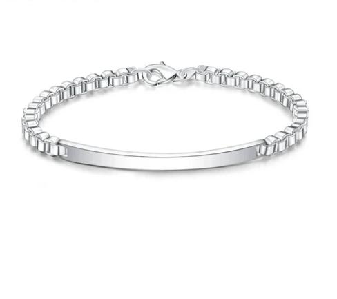 925 Sterling Silver 4mm Man Women Charm Wedding Engagement Party Fashion Box Chain Bracelet