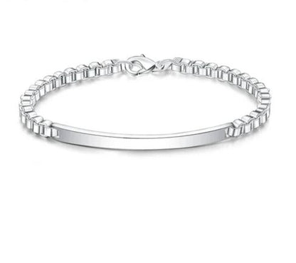 925 Sterling Silver 4mm Man Women Charm Wedding Engagement Party Fashion Box Chain Bracelet
