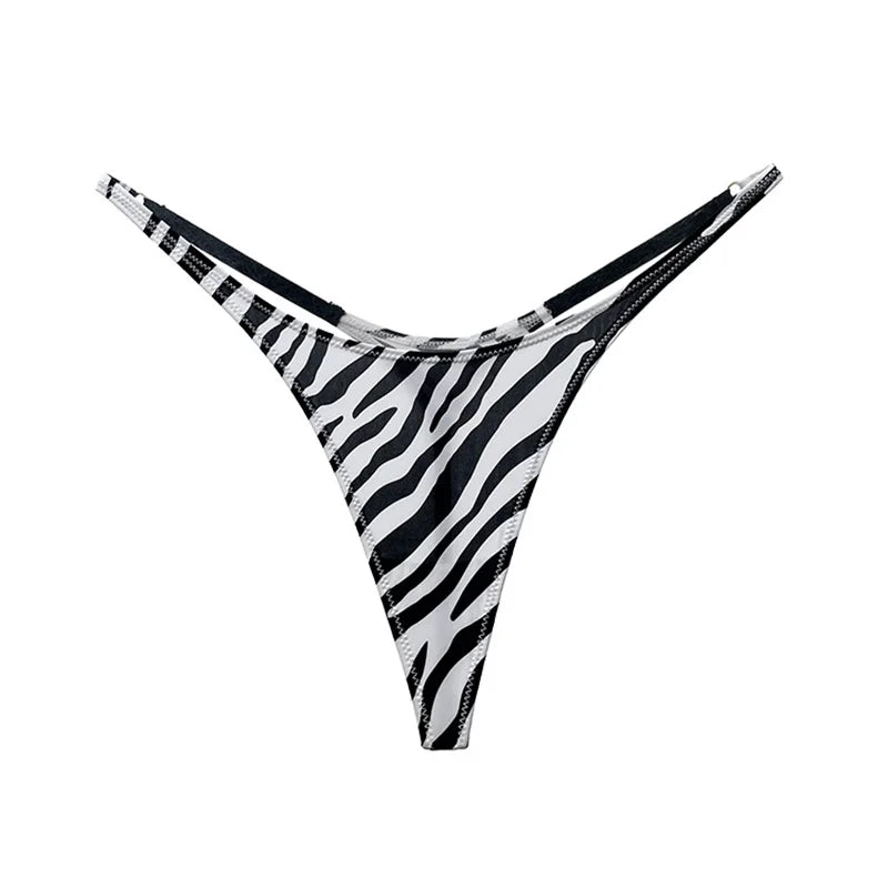 Ice Slik Low Waist Women G String Leopard Flower Panties Briefs Thong T-back Underwear