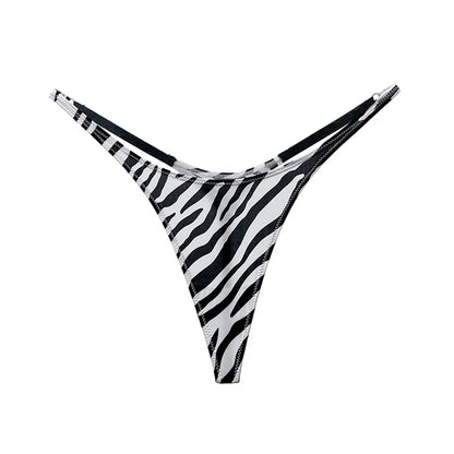 Ice Slik Low Waist Women G String Leopard Flower Panties Briefs Thong T-back Underwear