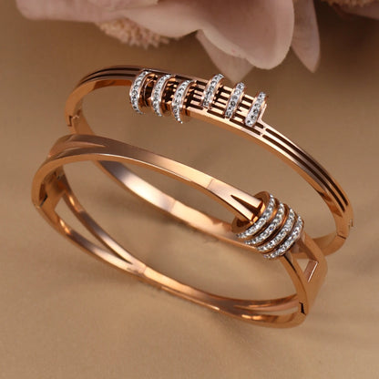 Women's Love Stainless Steel Crystal Bracelets Half Face Hollow Design Bracelet Bangle Jewelry Gifts