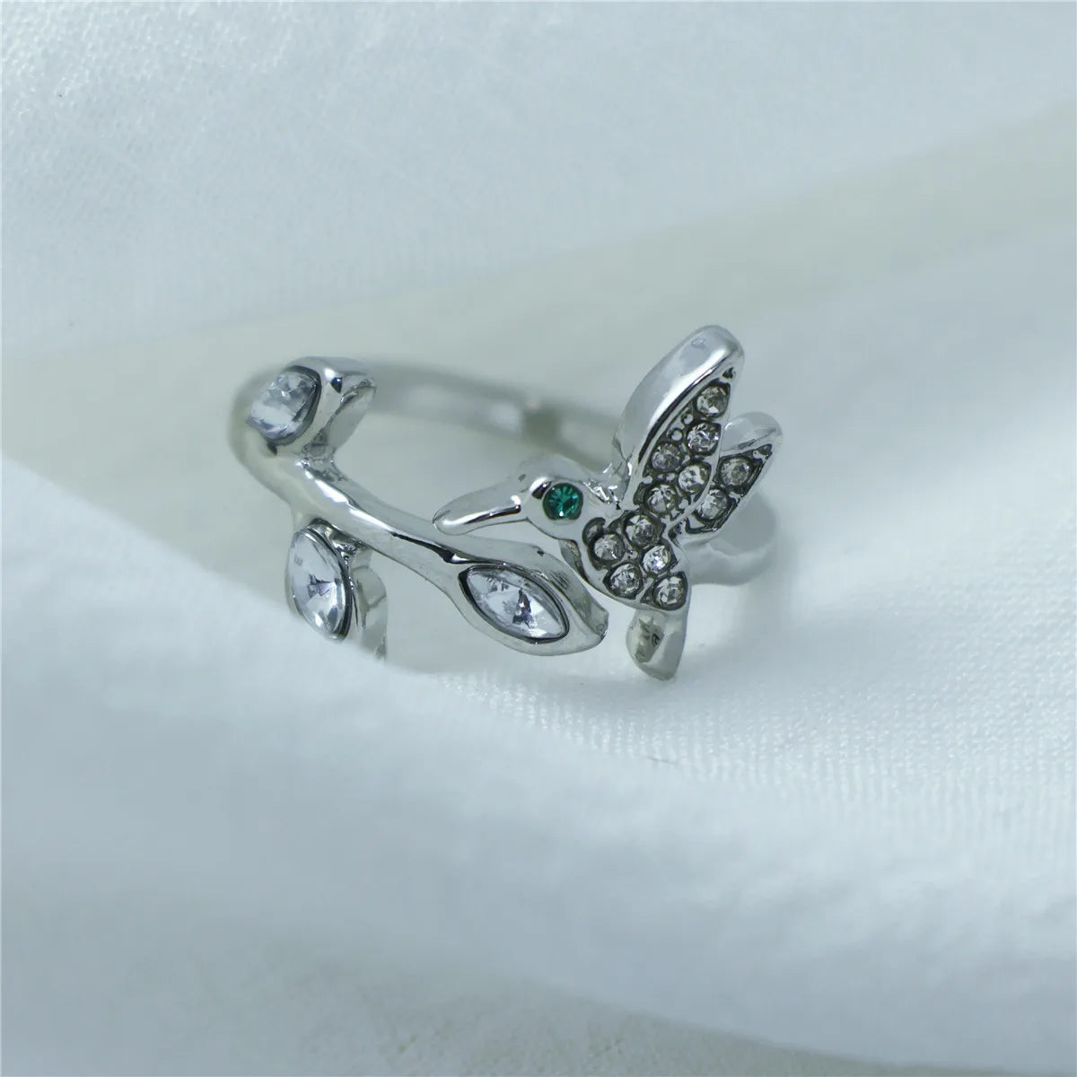 Men Women Sparkling Zircon Delicate Elegant Cute Hummingbird Open Ring