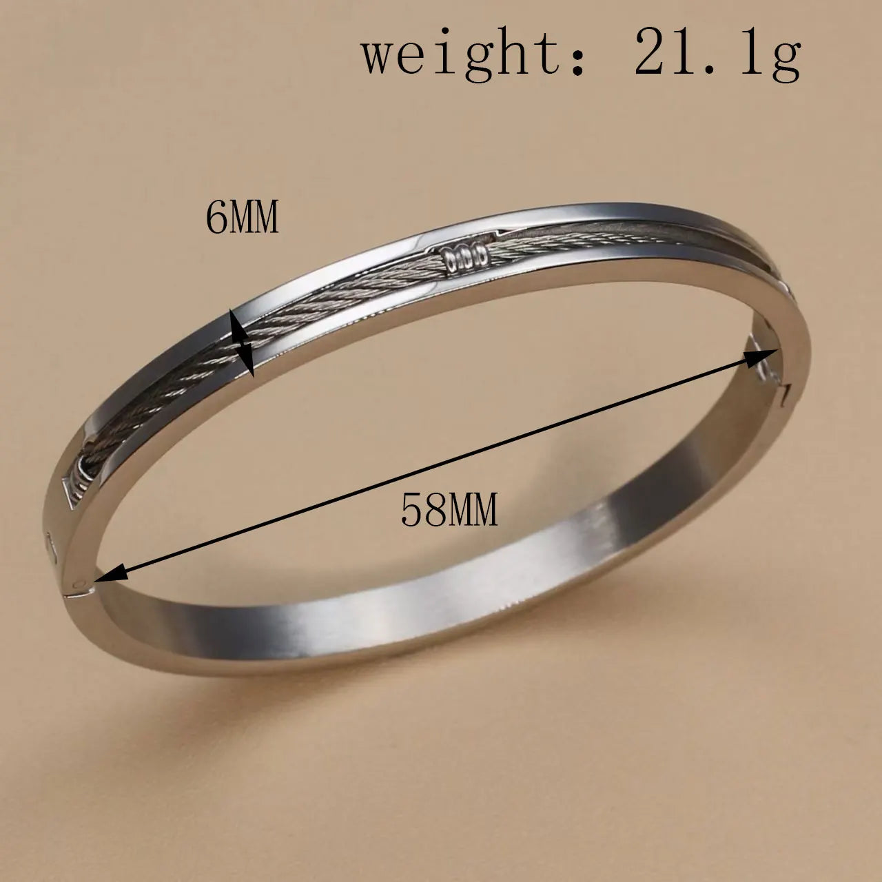 Stainless Steel Ball Open Cuff Bangle Wire Rope Bracelet Wrist Ornament Jewelry Gift