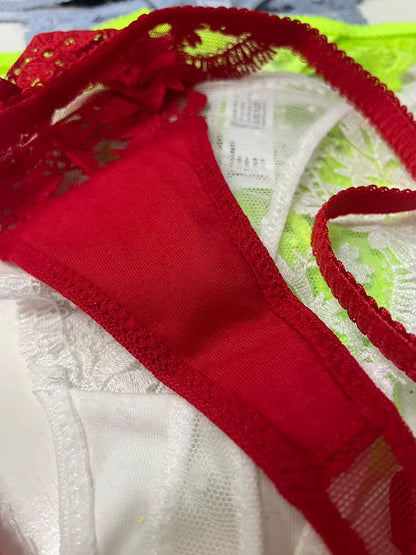 Women Lace Underwear Briefs Breathable G--String Seamless Low Waist Hollow Out Thong Panties