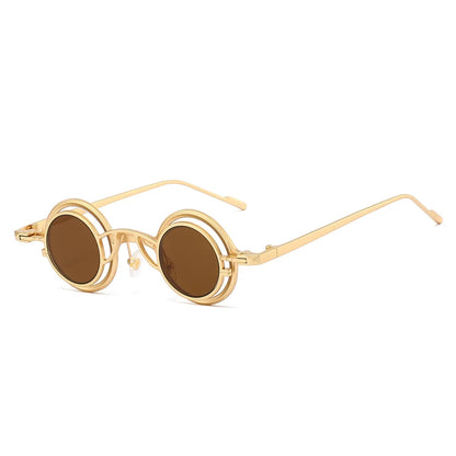 Women Round Two in One Pure Titanium Y2K Steampunk UV400 Sunglasses Glasses