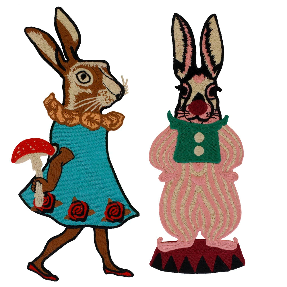 Cartoon Rabbit Embroidery Patches for Clothing Animal Transfer Appliques Badge DIY Sticker Sewing