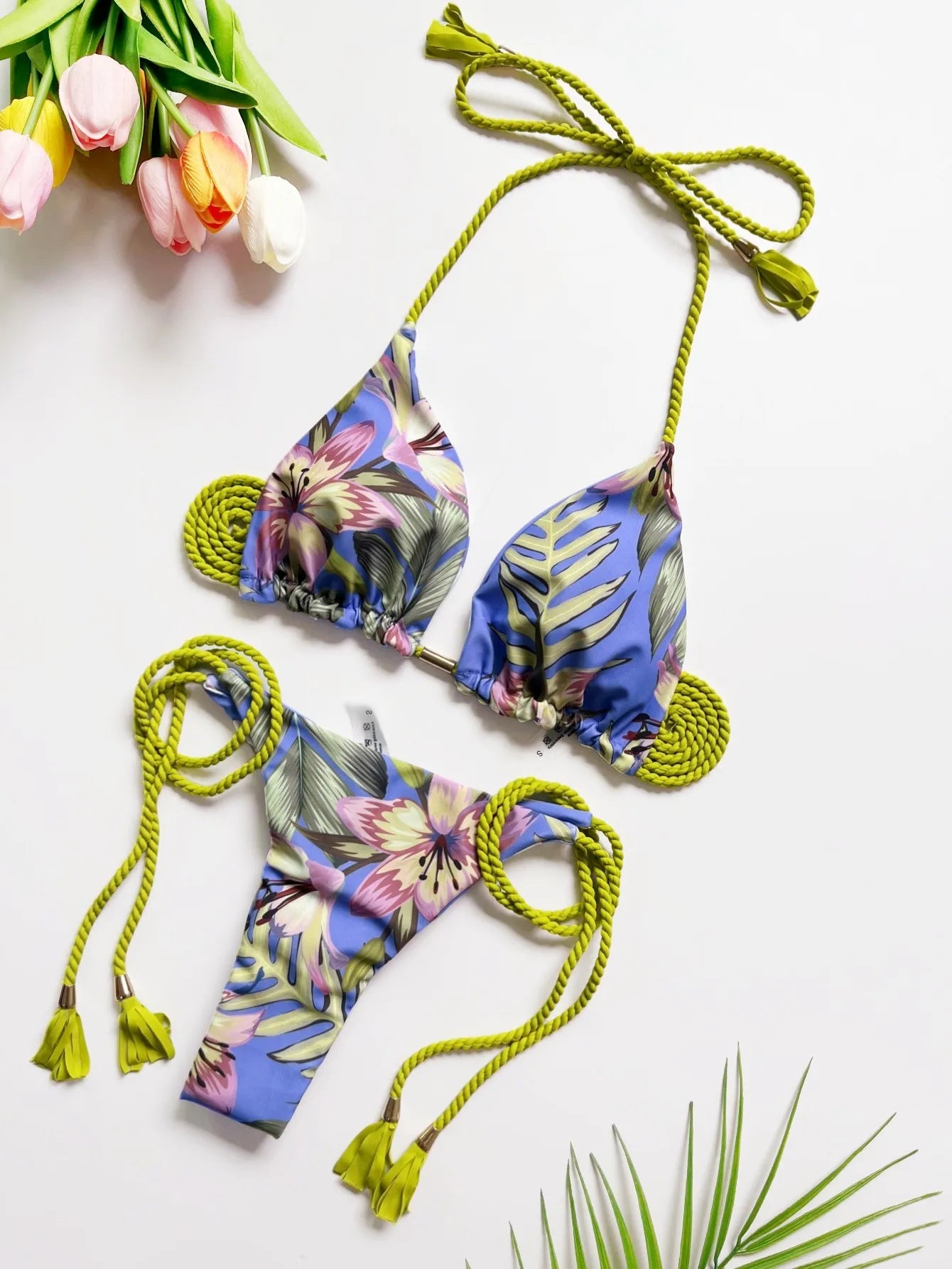 Sexy Braiding rope Bandage Bikini Women Swimsuit Two-piece Triangle Swimwear Bathing Brazilian Suit