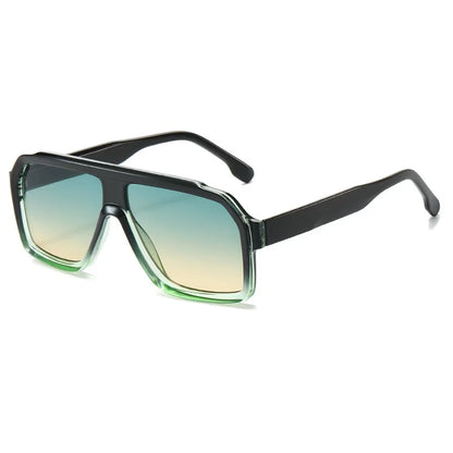 Men Women Double Color Frame Shade Designer UV400 Square Sunglasses Glass