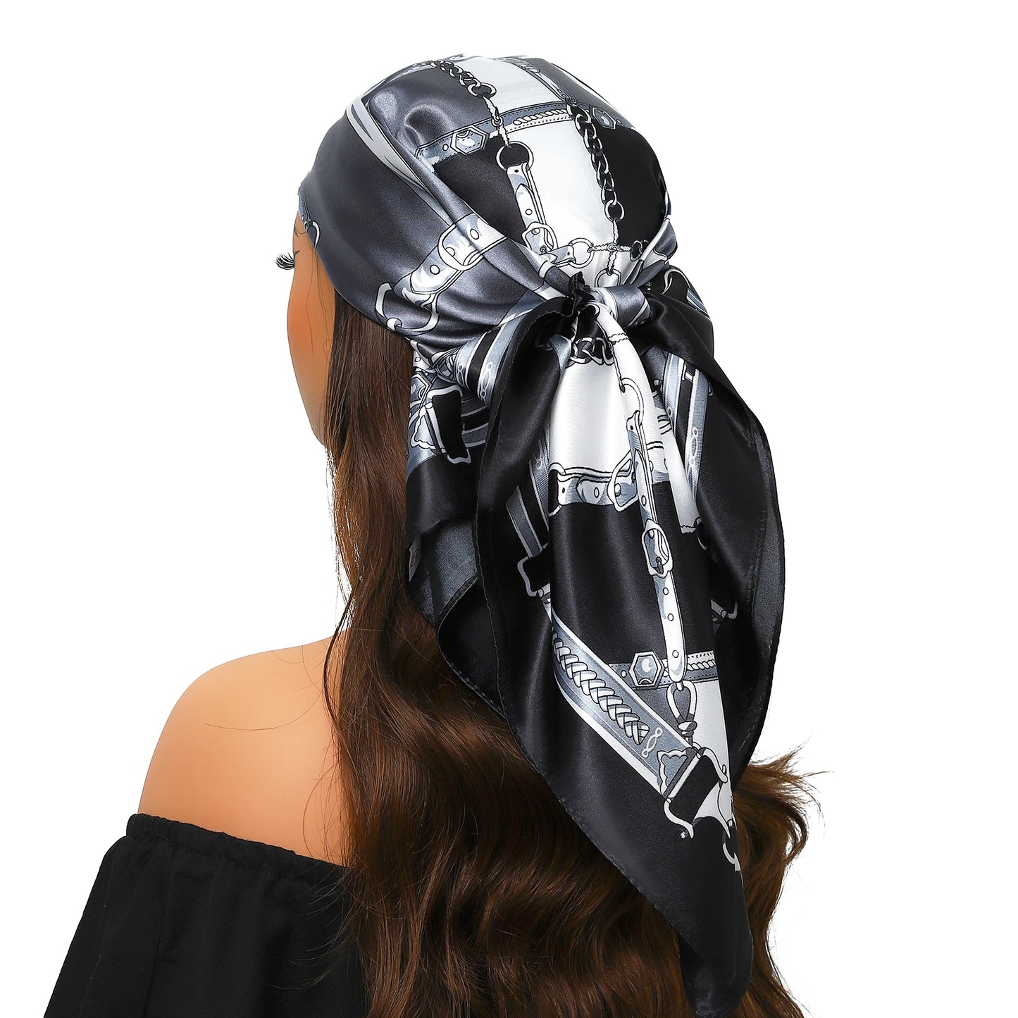 90cm Women Four Seasons Square Silk Satin Bandana Wrap Shawl Scarves Scarfs Spk11
