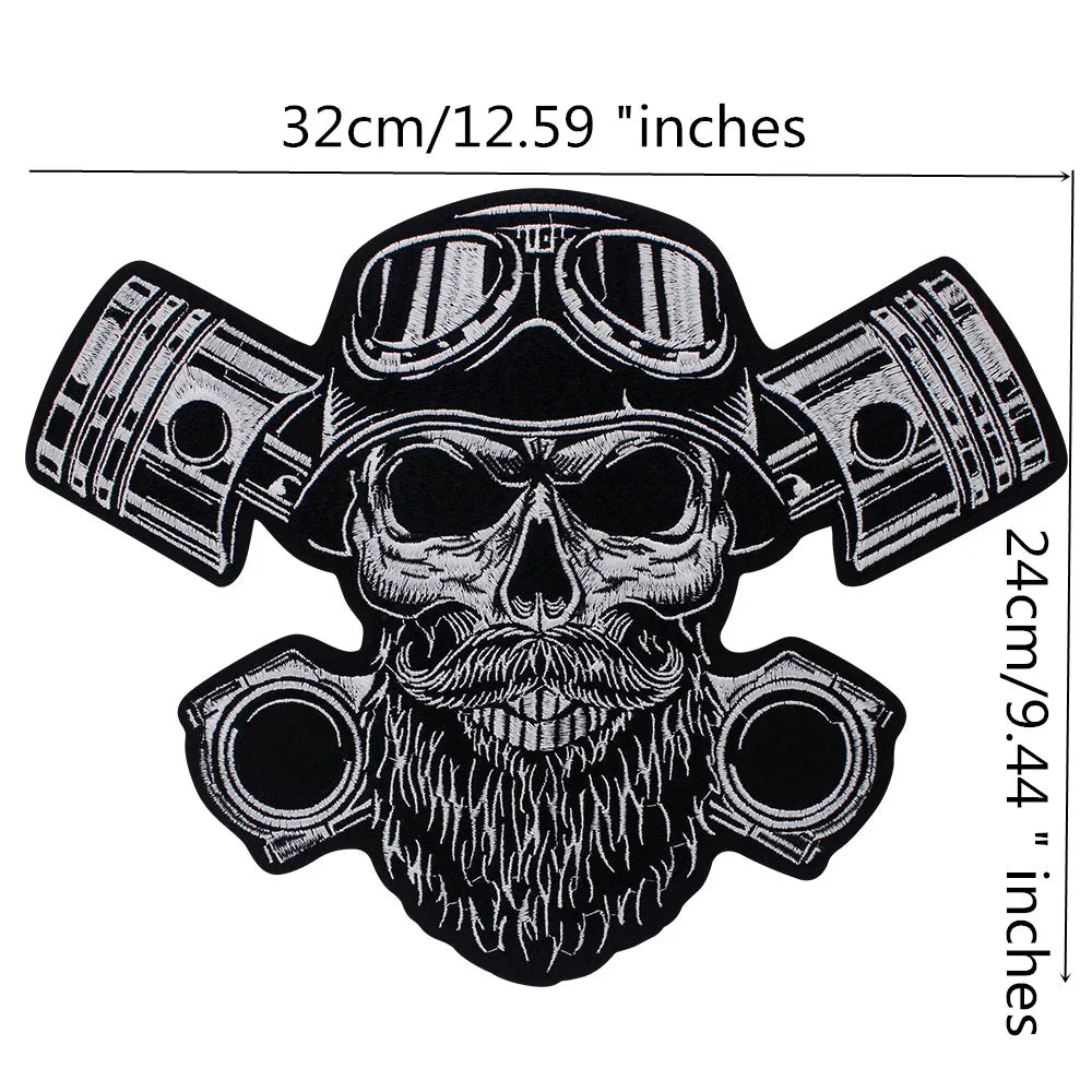 Letter Punk Skull Patch Biker Rock Large Embroidered Patch Appliques Iron on Patches Badge Clothes Sewing