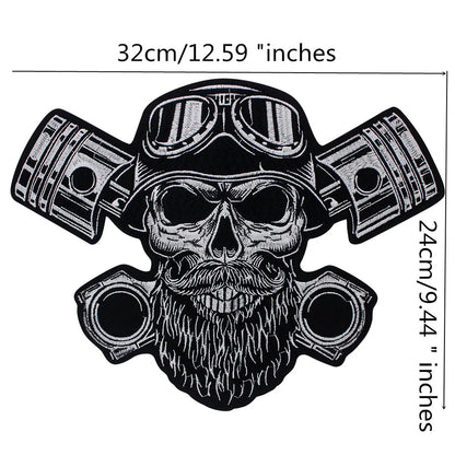 Letter Punk Skull Patch Biker Rock Large Embroidered Patch Appliques Iron on Patches Badge Clothes Sewing