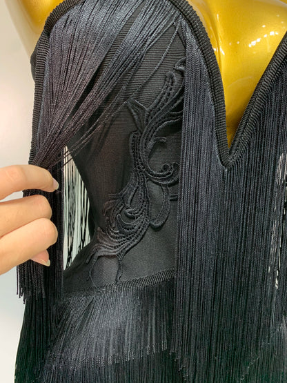 Sexy Strapless Tassel Off Shoulder Bandage Celebrity Evening Party Mini Birthday Dress
