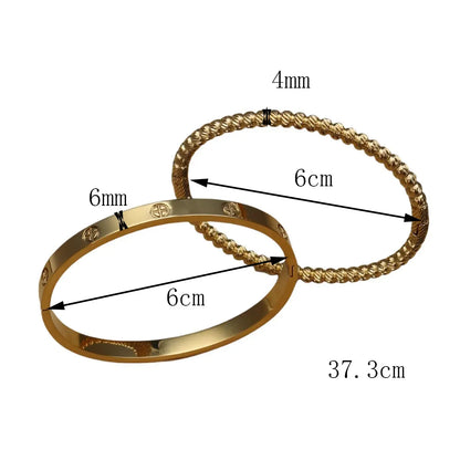 Luster Zircon Women's High Polished Stainless Steel Gold Color Bracelet Bangle Fashion Jewelry