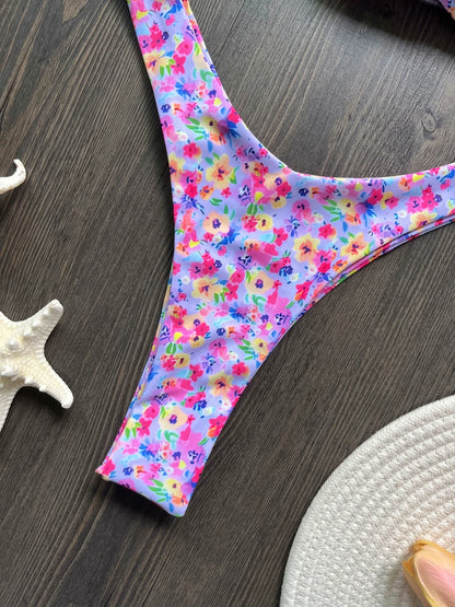 Sexy Colorful Floral Printed Bikini Swimsuit Two-pieces Bikini Bather Bathing Suit