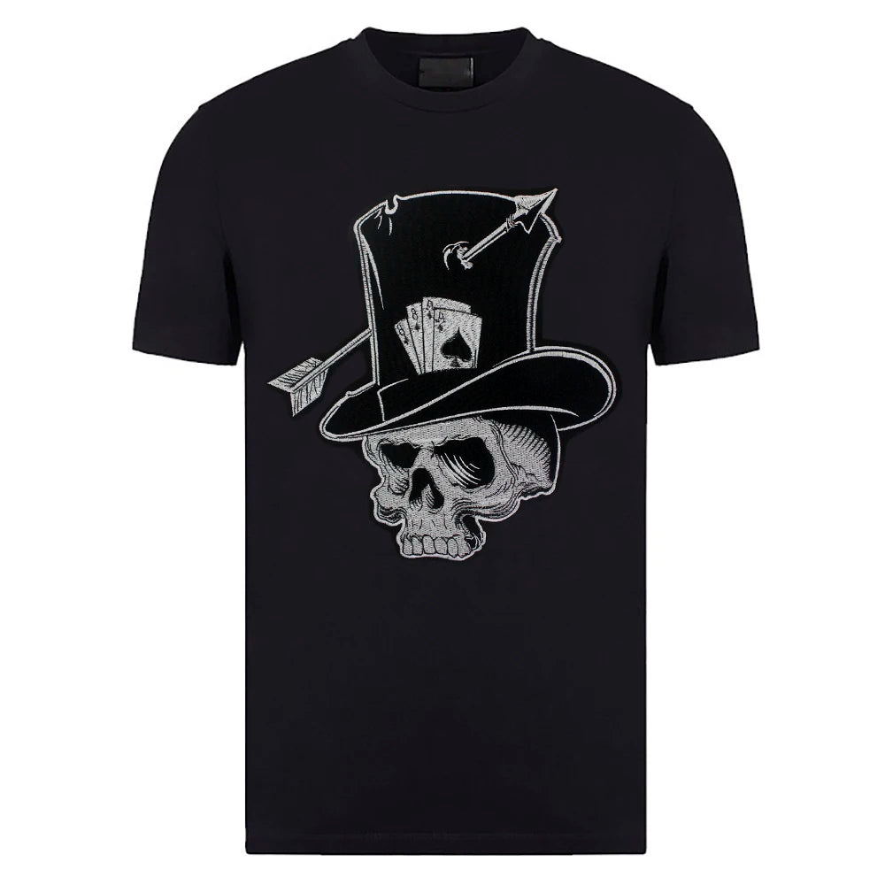Poker Ace of Spades Embroidery Skull Iron Patch For Clothing Patches Punk Appliques sewing Sticker