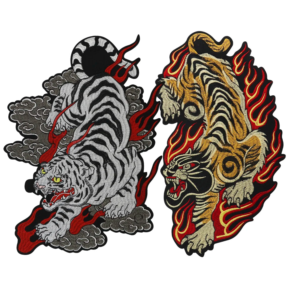 Golden Torch Leopard Embroidery Patch Appliques Iron on Patches Badge Clothes Sewing