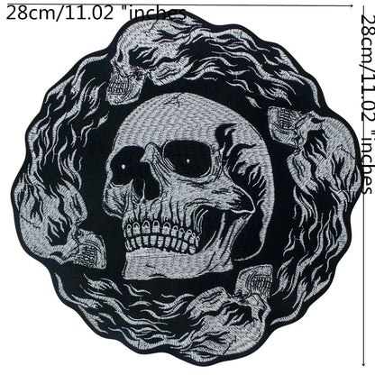 Skull Biker Cool Embroidery Patch Appliques Iron on Patches for Clothing Sewing